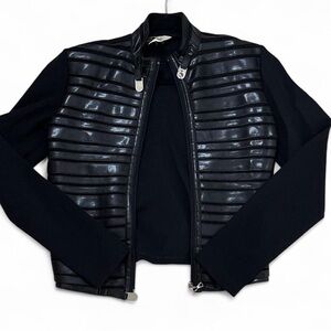 Black Leather and Fabric Jacket